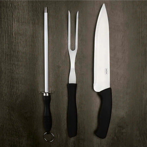 CJ ASSADOR 3 PCS FACA 8" GARFO E CHAIRA (8)