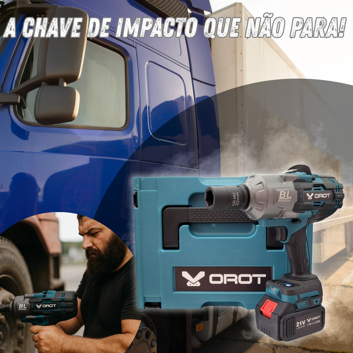CHAVE DE IMPACTO COM BATERIA RECARREGAVEL 2000N 3/4