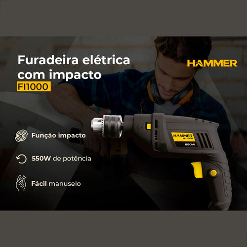 Furadeira De Impacto 3/8 550w 110v P/ Metal Concreto Madeira