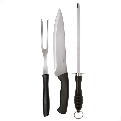 CJ ASSADOR 3 PCS FACA 8" GARFO E CHAIRA (8)