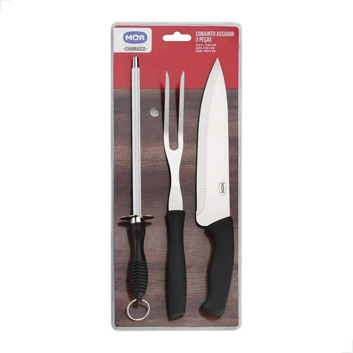 CJ ASSADOR 3 PCS FACA 8" GARFO E CHAIRA (8)
