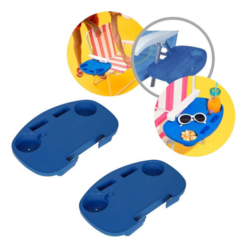KIT 2 MESA PORTATIL P/ CAD PRAIA AZUL
