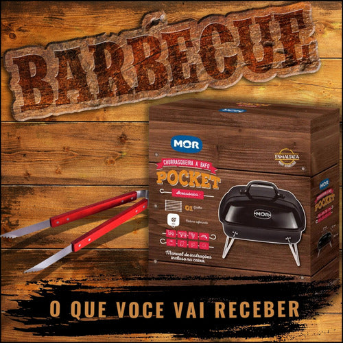 Kit Churrasqueira Carvão Bafo Tipo Maleta Dobrável Portátil
