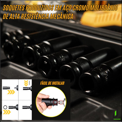 Kit Chave De Impacto 21v Parafusadeira + Jogo Soquete 46pç
