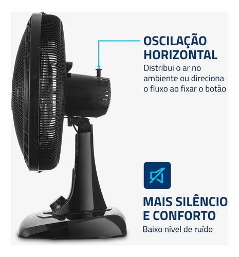 VENTILADOR OSCIL MESA 127V 40CM PT 6 PAS VSP-40-B GRADE PP